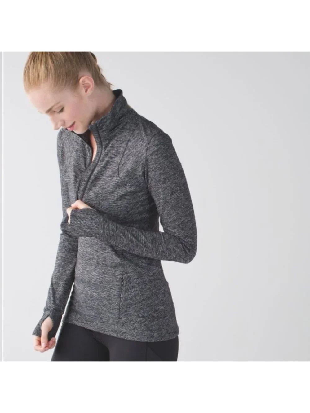 Lululemon Kanto Catch Me 1/2 Zip Stripe Black /grey